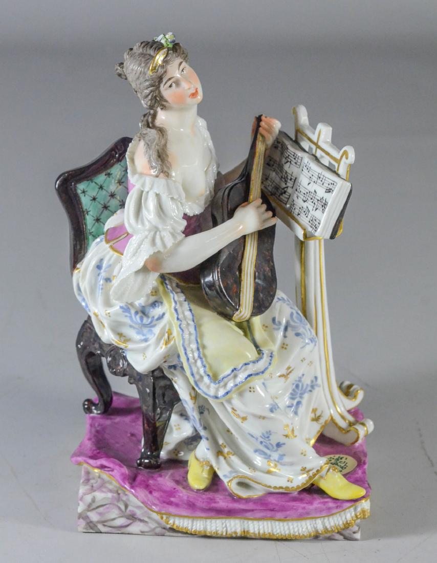 Ludwigsburg-type figure of a seated lady w/mandolin (1 of 5)