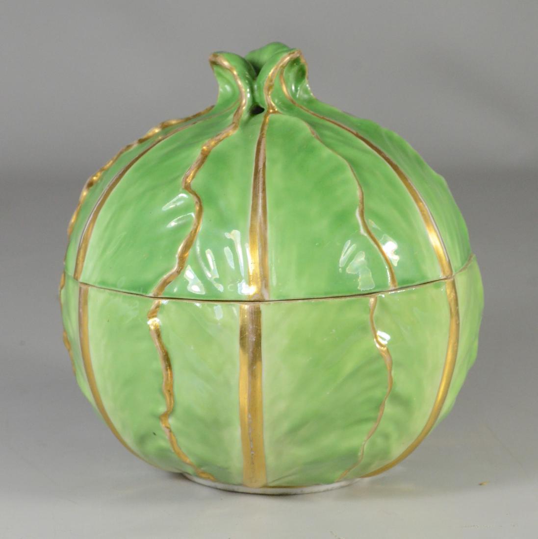Wallendorf cabbage-form covered tureen, mid-19th C (1 of 3)