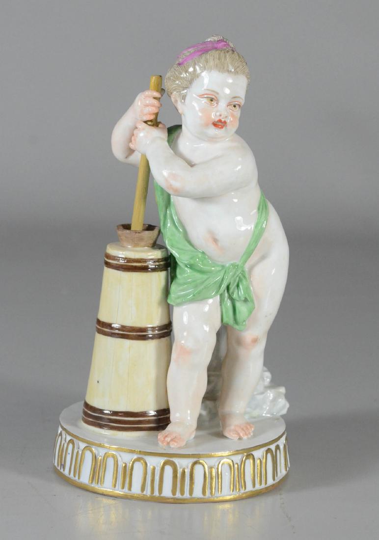 Wallendorf-type  figure of a cupid with butter churn (1 of 5)
