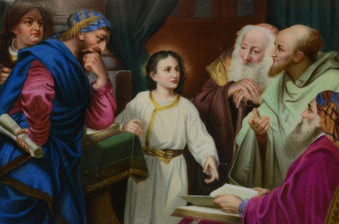 German porcelain plaque depicting Jesus in The Temple (1 of 2)