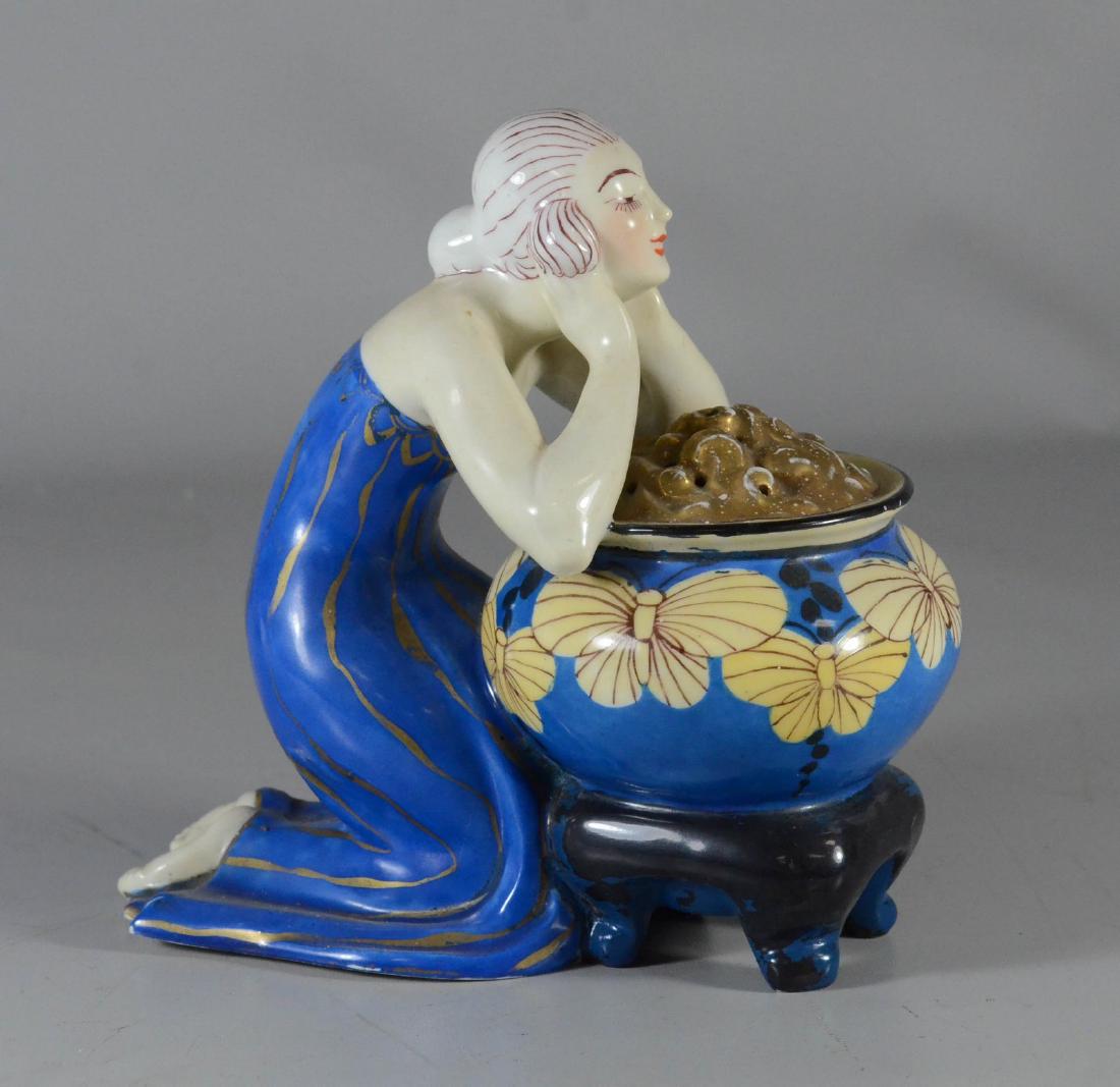 French Art Deco porcelain figural night light, circa (1 of 4)