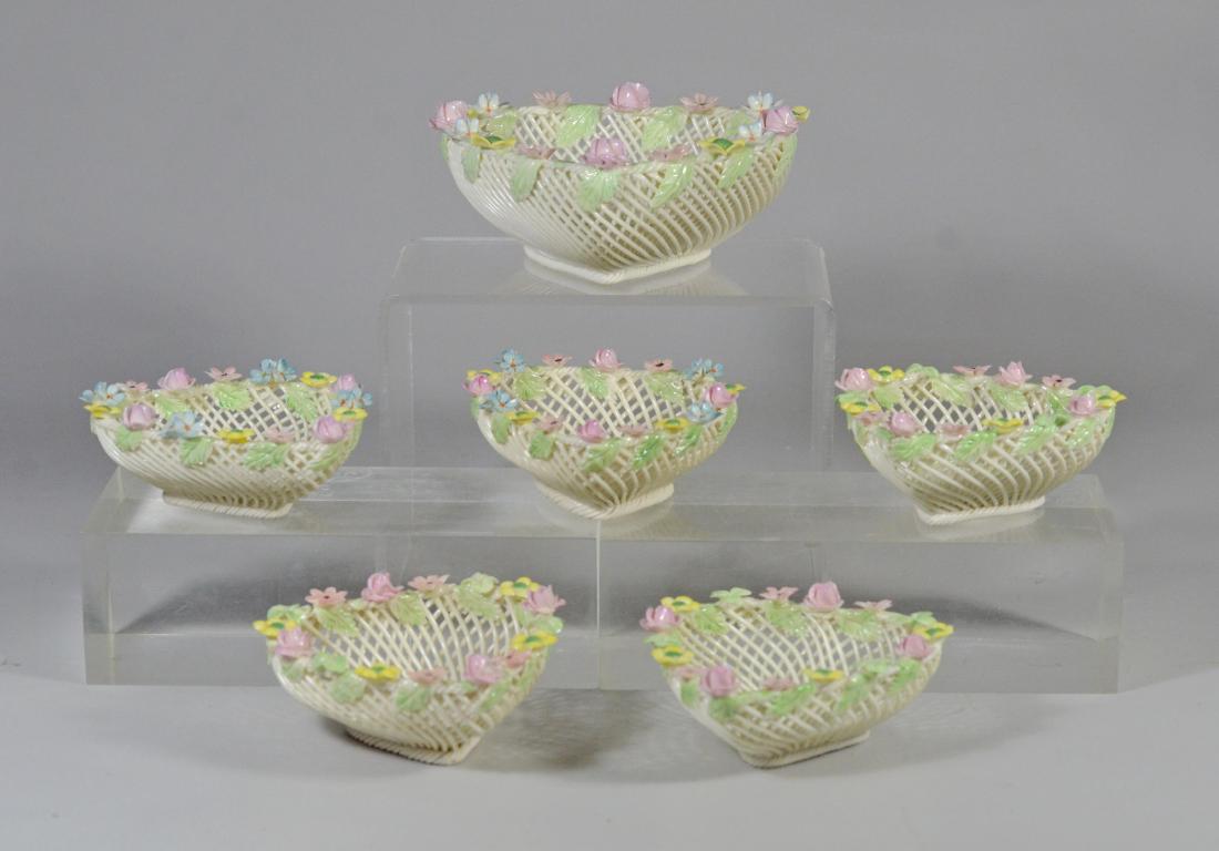 (6) Irish Belleek woven strand heart shaped bowls (1 of 5)