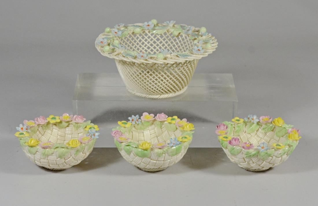 (4) Irish Belleek woven strand  round bowls (1 of 8)