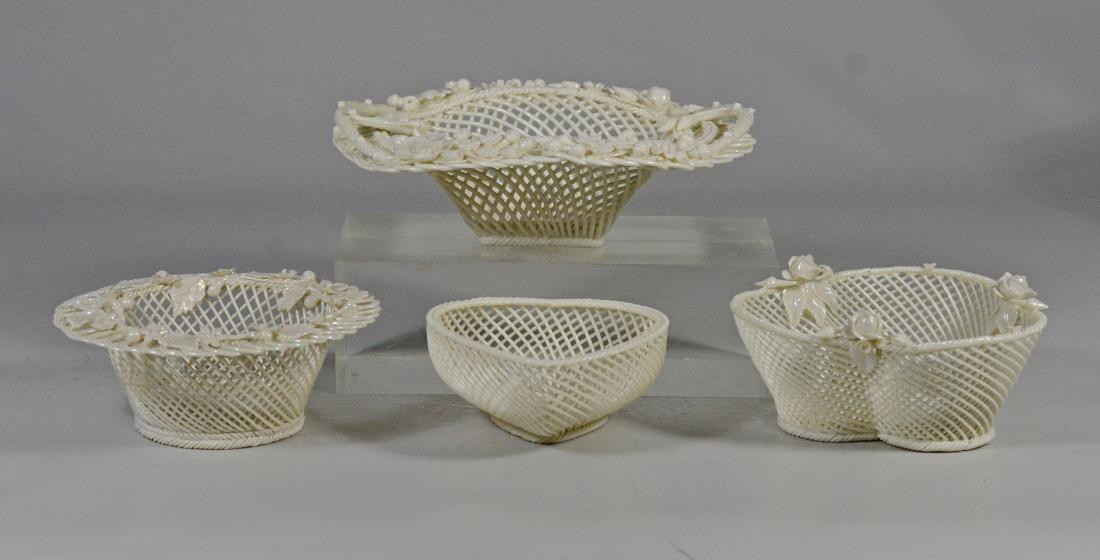 (4) pcs Irish Belleek woven strand oval basket (1 of 6)