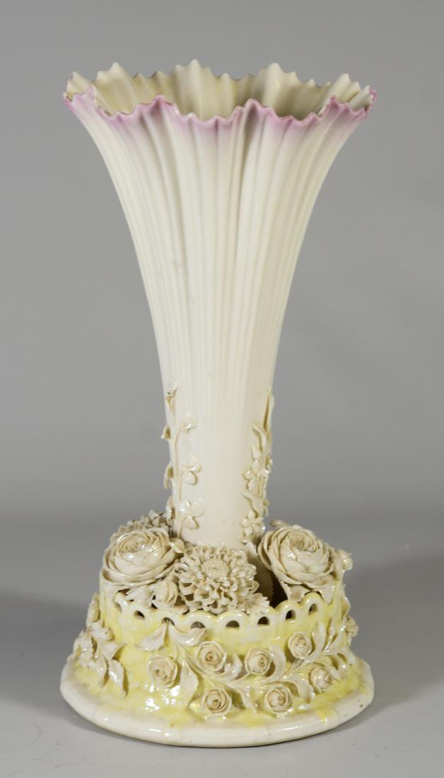 2nd Period Irish Belleek flared ribbed vase (1 of 6)