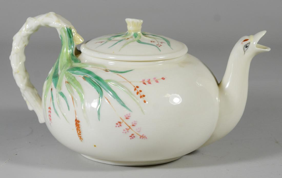 1st  Period Irish Belleek Grass Ware teapot (1 of 5)