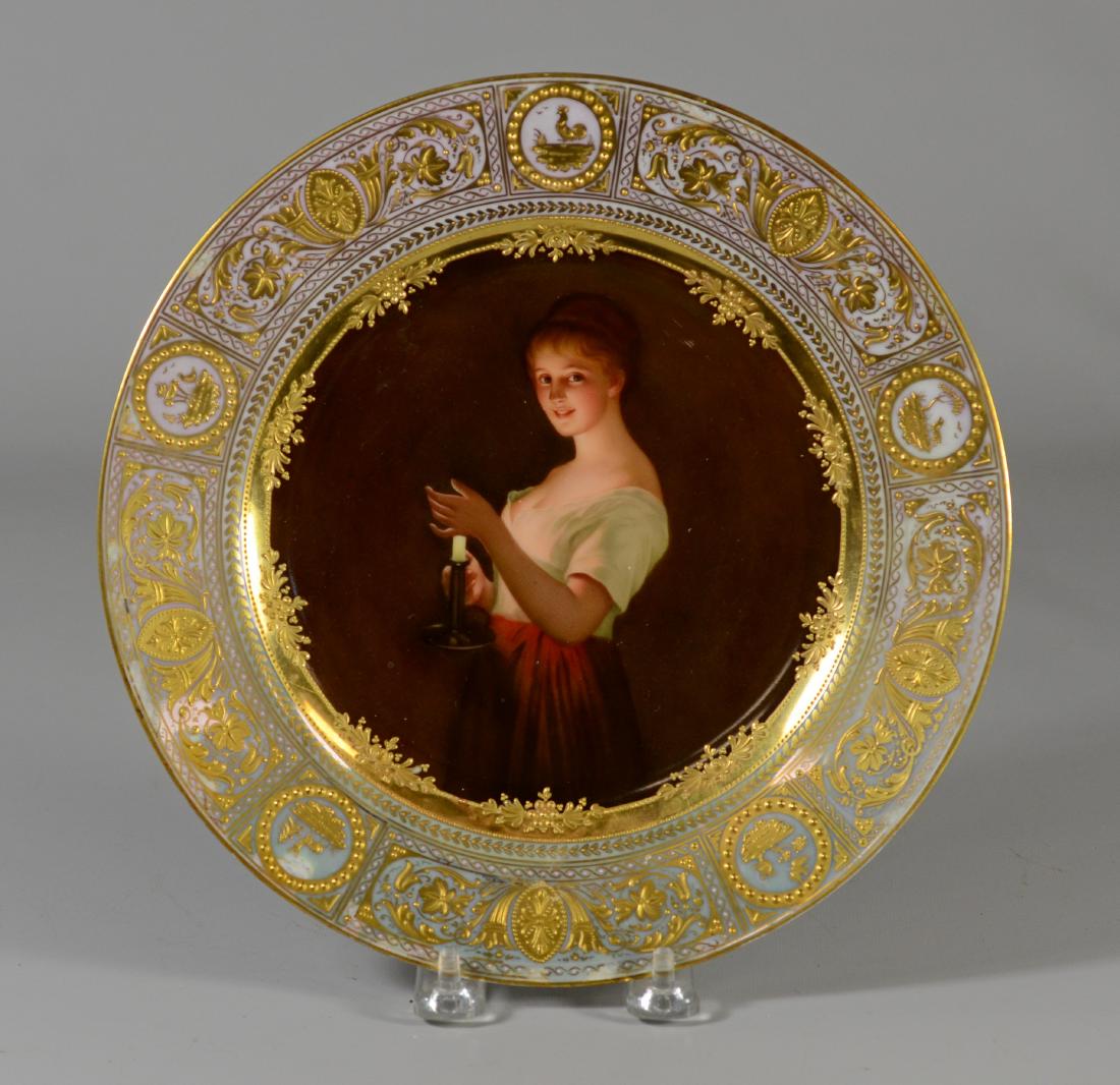 Vienna type porcelain cabinet plate, "Gute Nacht" (1 of 7)