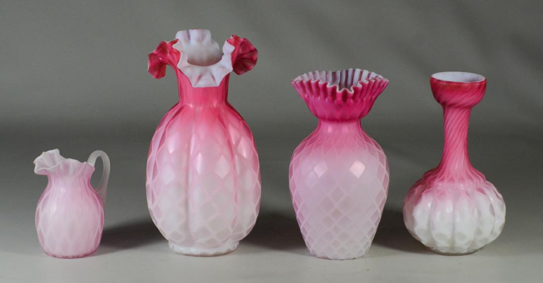 (4) pcs pink satin glass (1 of 1)