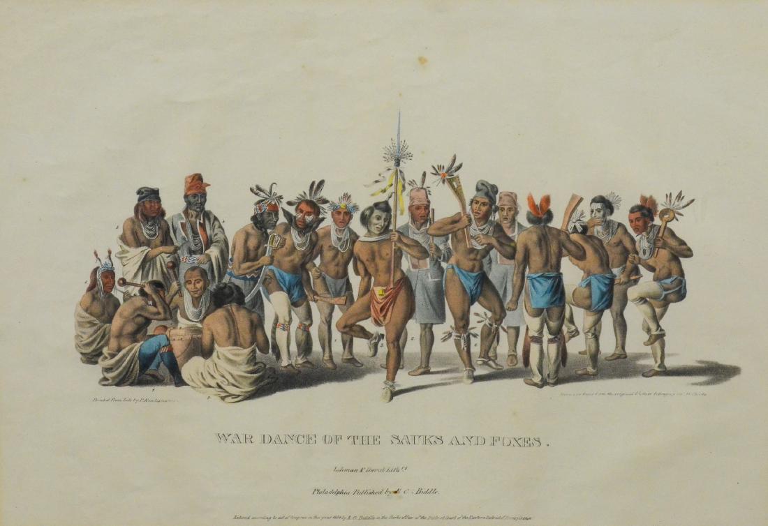McKenney & Hall color lithograph, "War Dance of the .. (1 of 3)