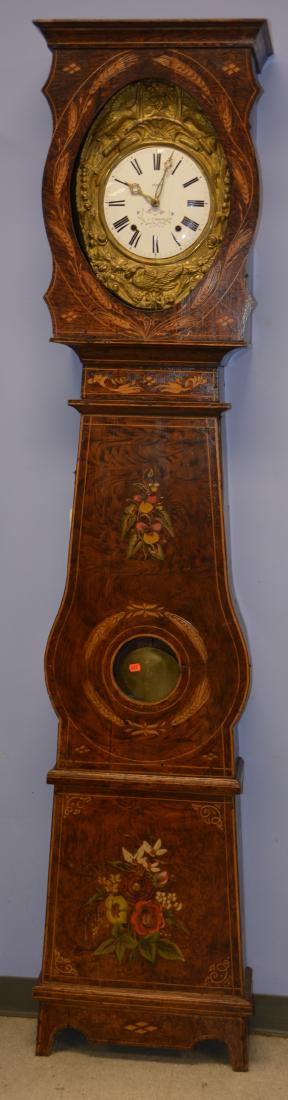 French Morbier tall clock, original paint (1 of 6)