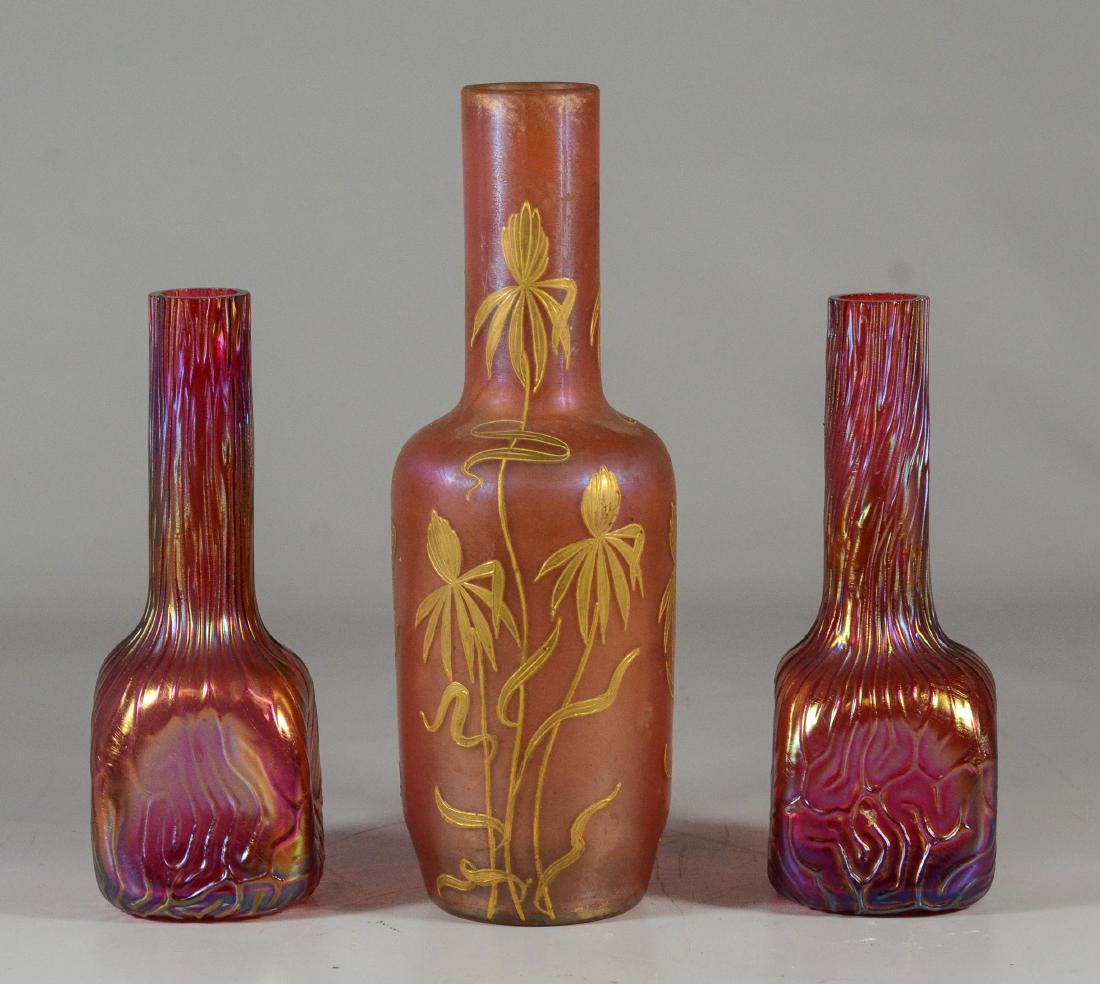 (3) pcs red-orange iridescent art glass (1 of 1)