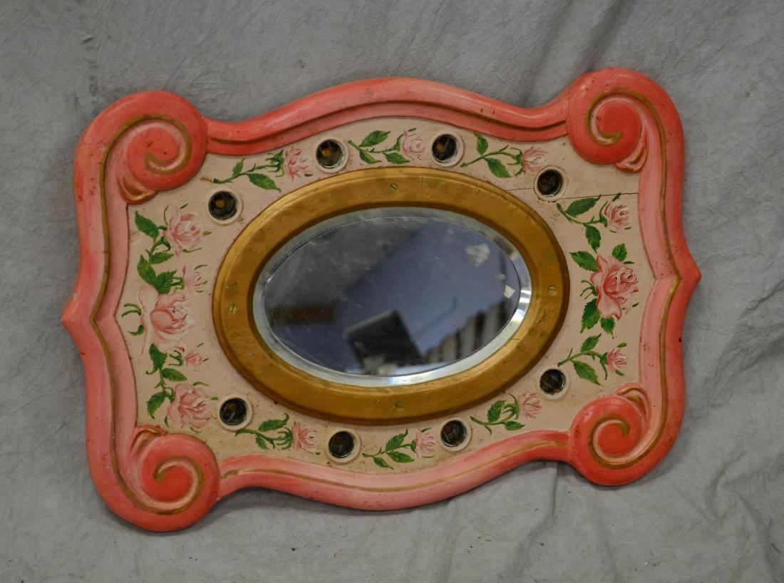 Carved and painted mirrored carousel panel