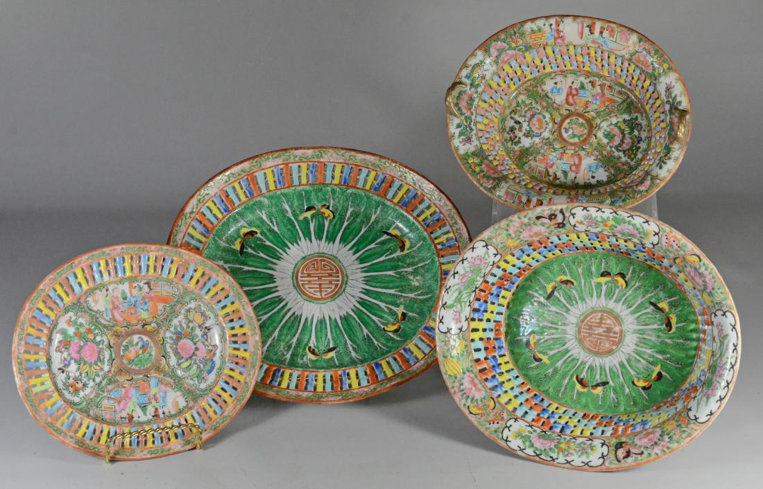 2 Chinese Export 'Canton Famille Rose' oval reticu (1 of 2)