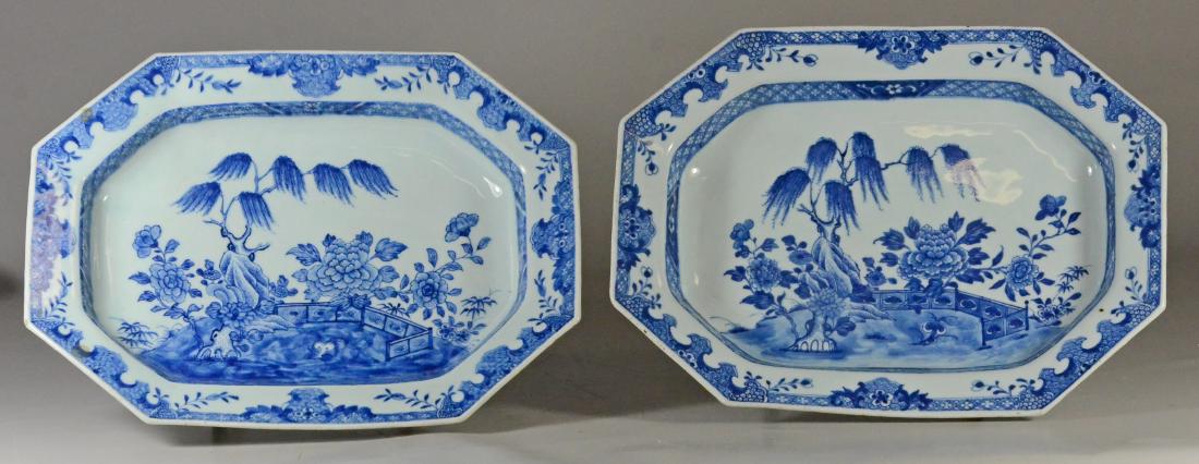 Pr Chinese Export 'Nanking platters, 15" long (1 of 1)