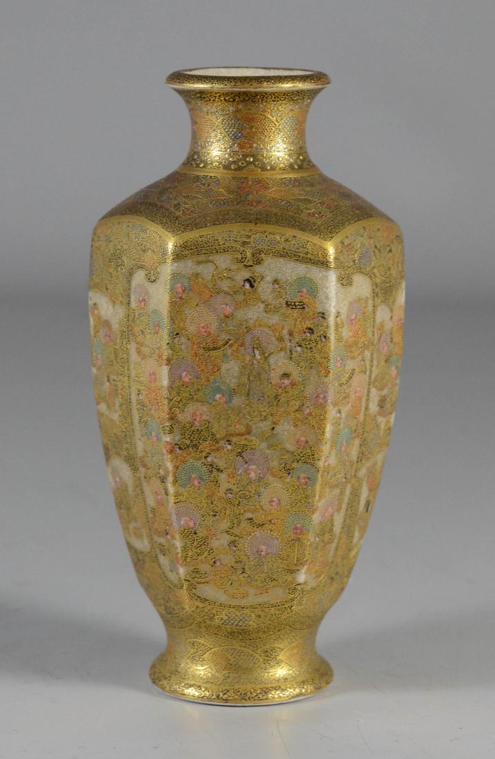 Satsuma hexagonal vase, Meiji, 6" h (1 of 5)