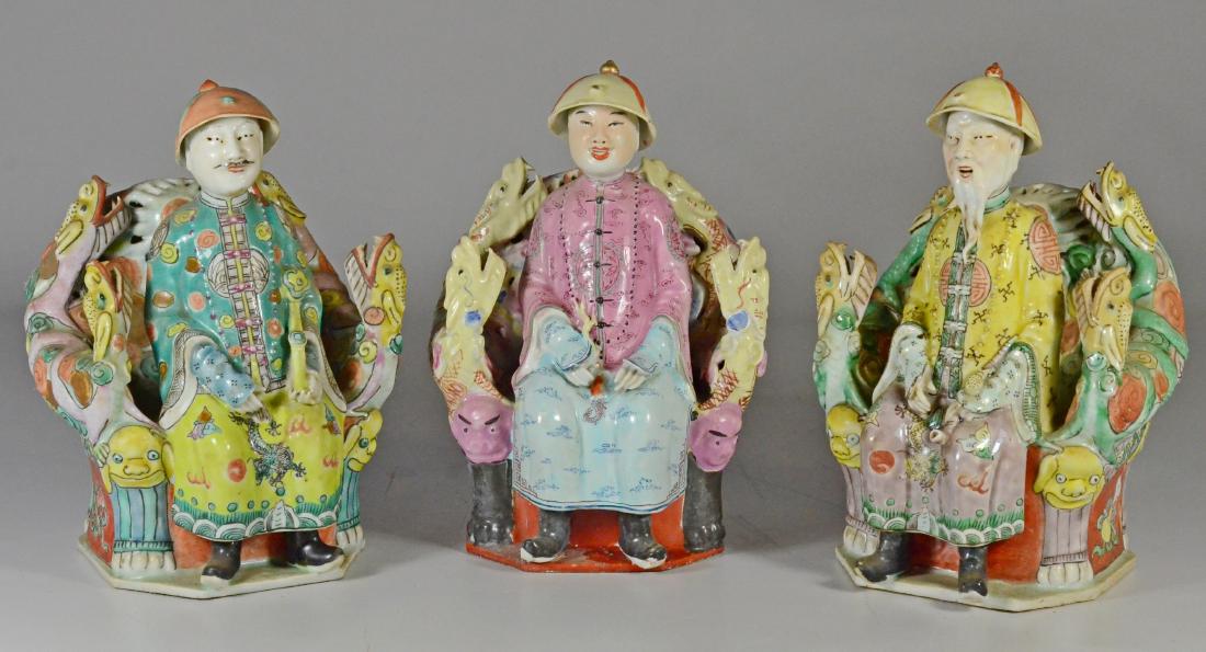 (3) Republic Period Famille Verte  emperor figures (1 of 8)