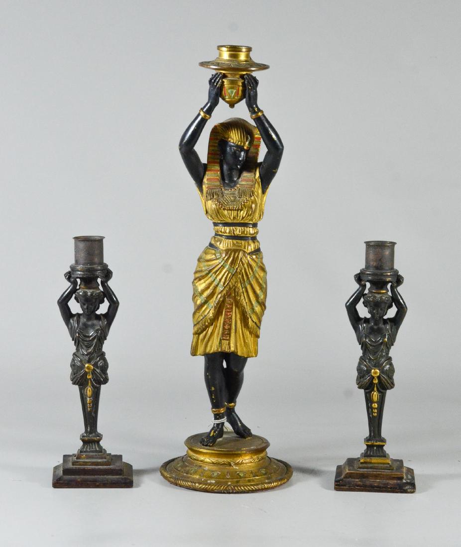 Pr patinated bronze figural candlesticks (1 of 5)