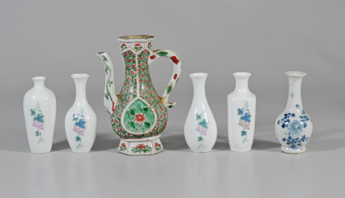 (6) Pieces miniature Chinese porcelain (1 of 5)