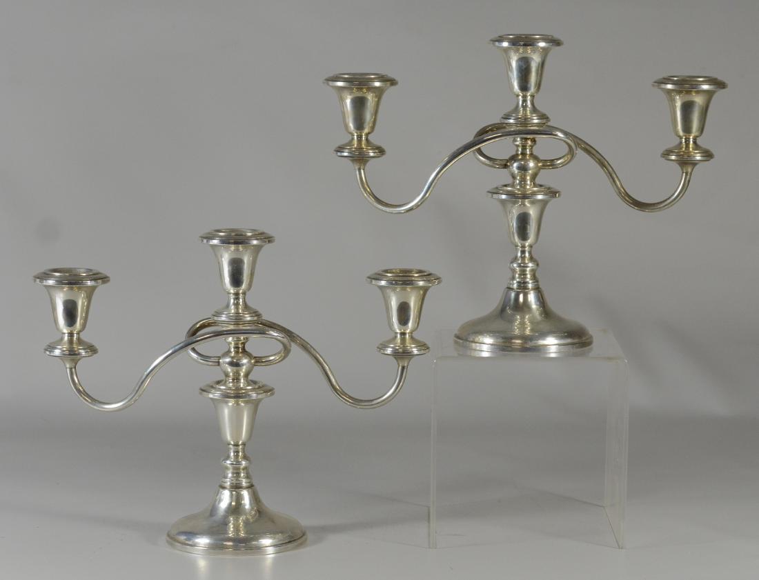 Pr weighted sterling silver 3 branch candleabra (1 of 3)