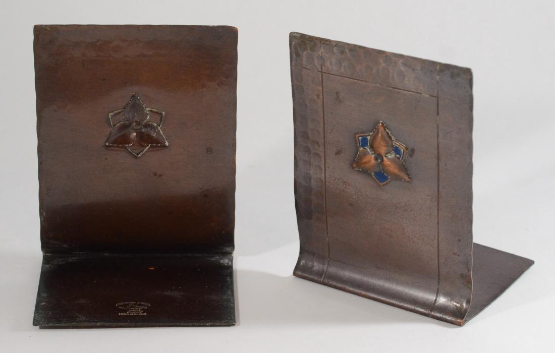 Pair Craftsman Studios Arts and Crafts hammered coppe (1 of 3)