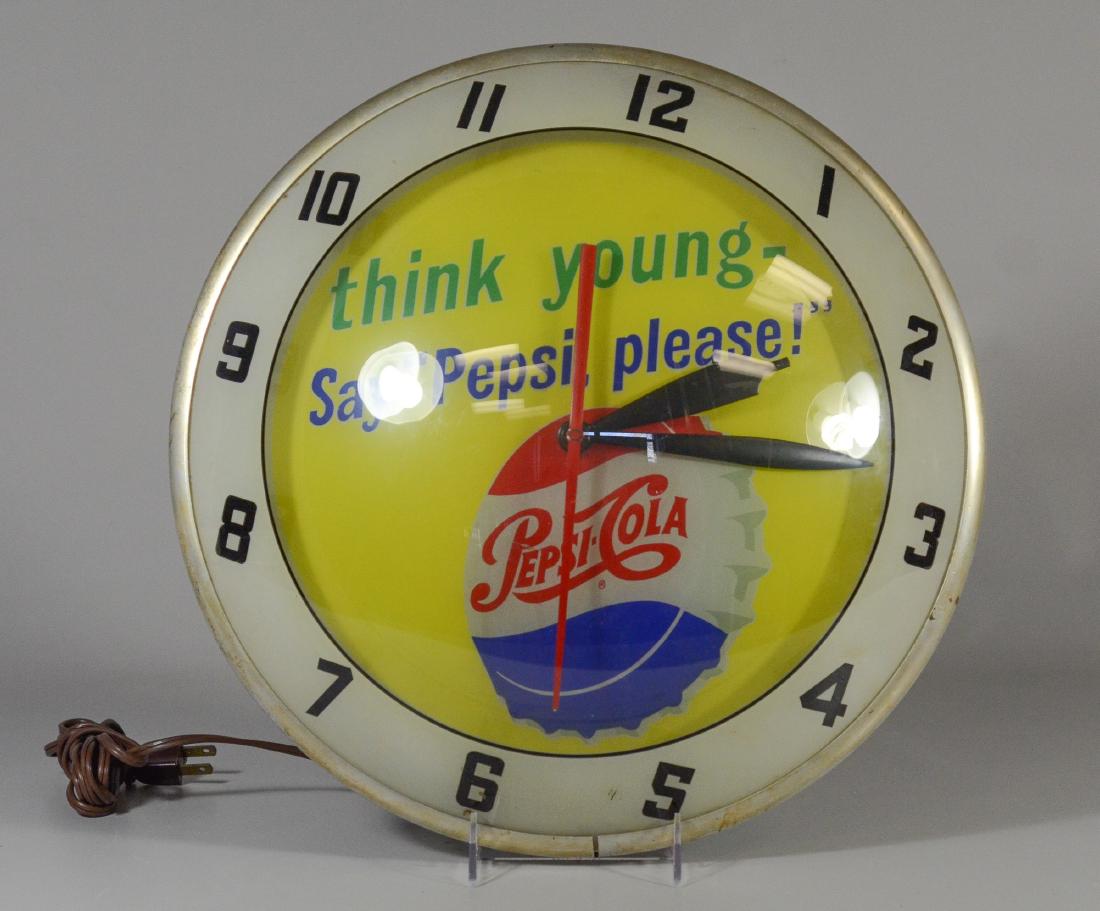 Vintage Pepsi Cola Double Bubble light up clock "Thin