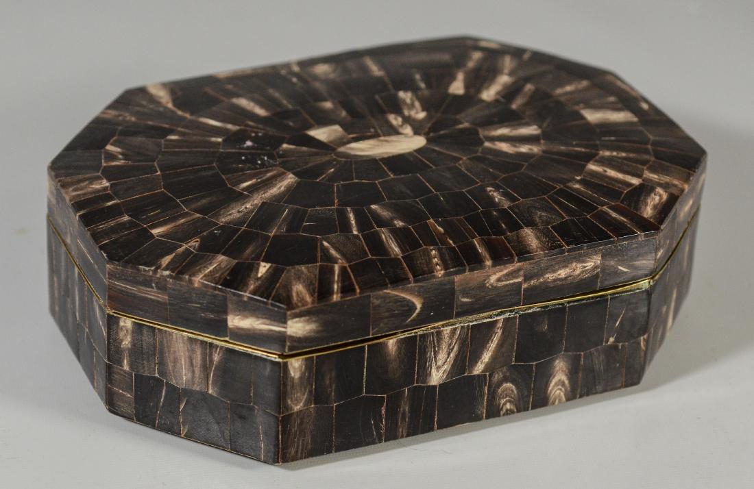 Contemporary horn and brass box, 8" w (1 of 2)