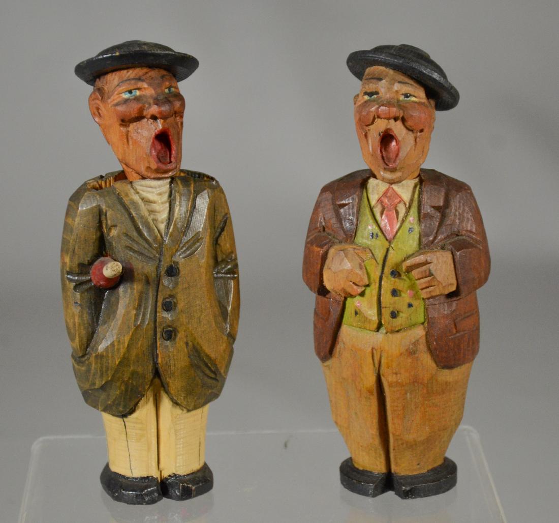 2 Anri Hand Carved Men Bottle Opener & Wine Opener W: 2 Anri Hand Carved Men Bottle Opener & Wine Opener Wine corkscrew man is in good condition with no issues found Bottle opener man has a broken brim to the back of his hat