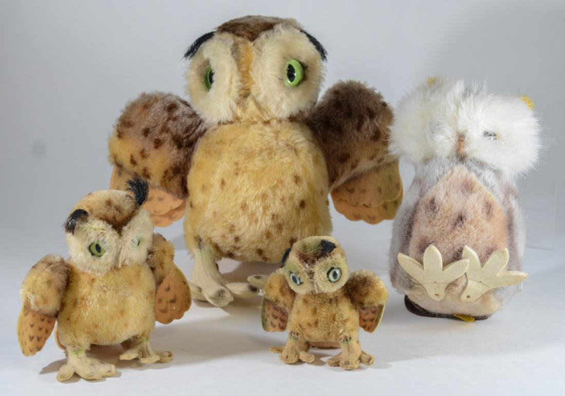 4 Steiff plush Owl Dolls, Wiggi 2625/15 & 3 Wings Out (1 of 2)