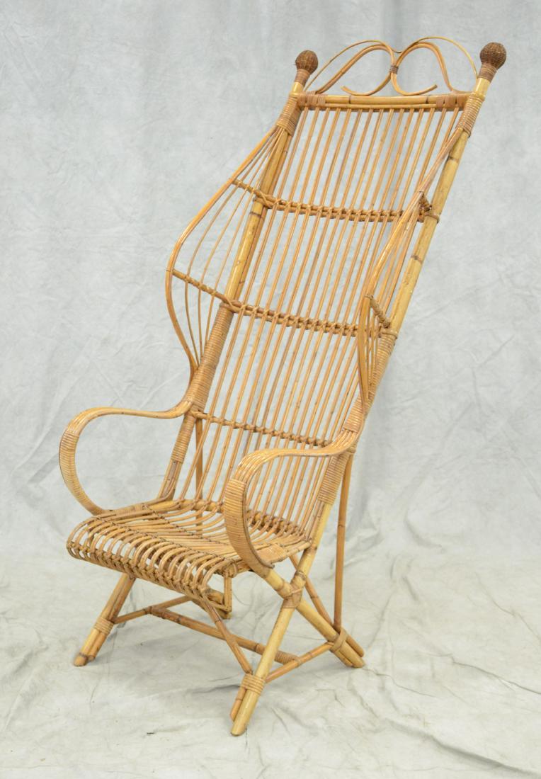 Bamboo and rattan high back armchair, 65" h, 26" w (1 of 2)