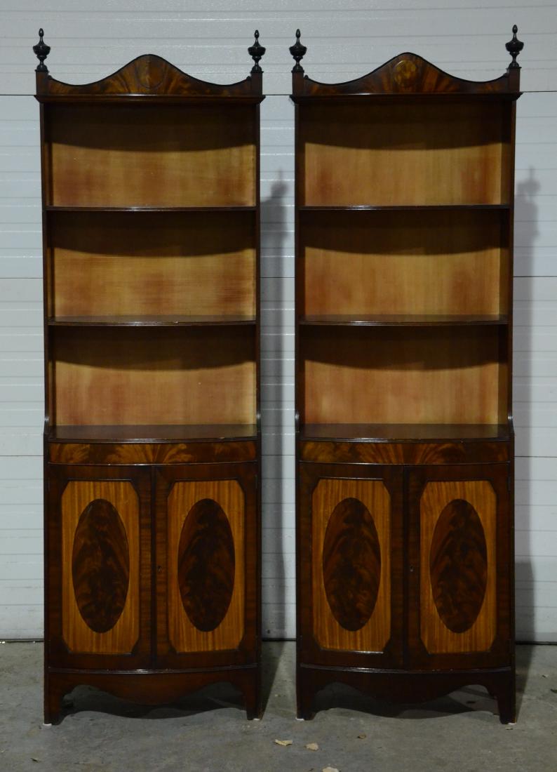 Pair custom Federal style mahogany etageres, crotch m (1 of 3)