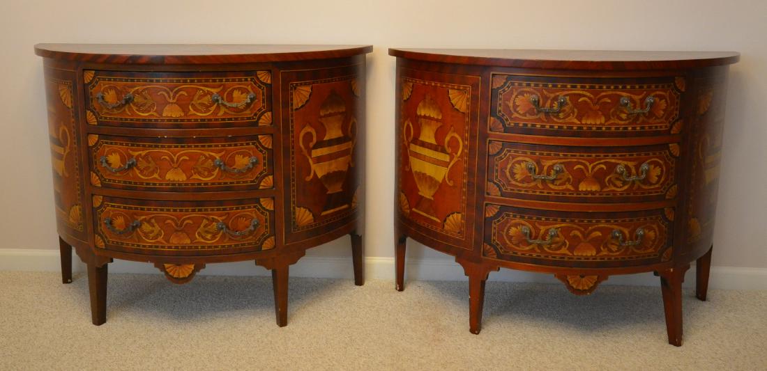 (2) Paint decorated demilune commodes, drawers and do (1 of 1)