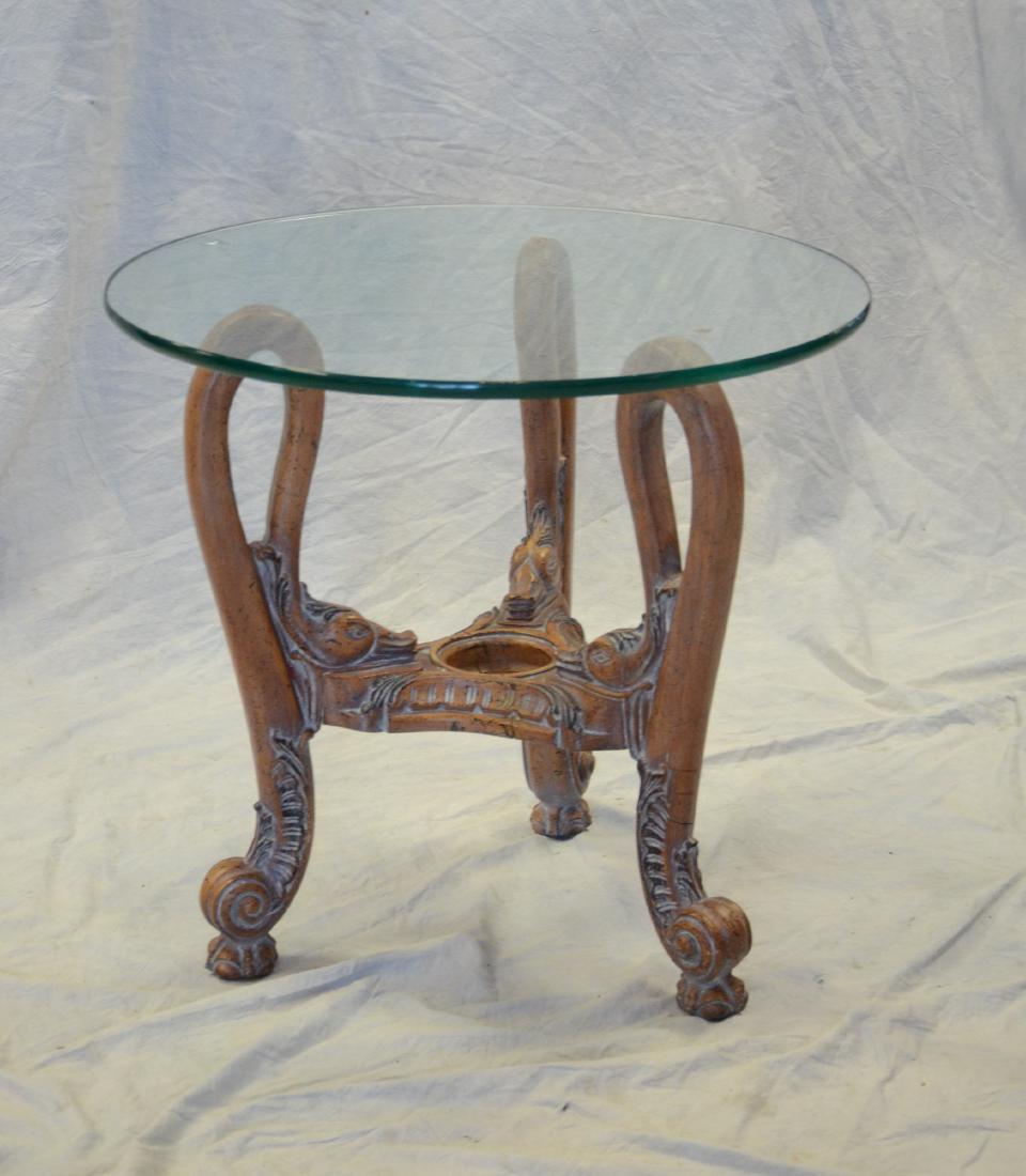 Decorative Carved Swan Head Glass Top Side Table Rou Jan 23
