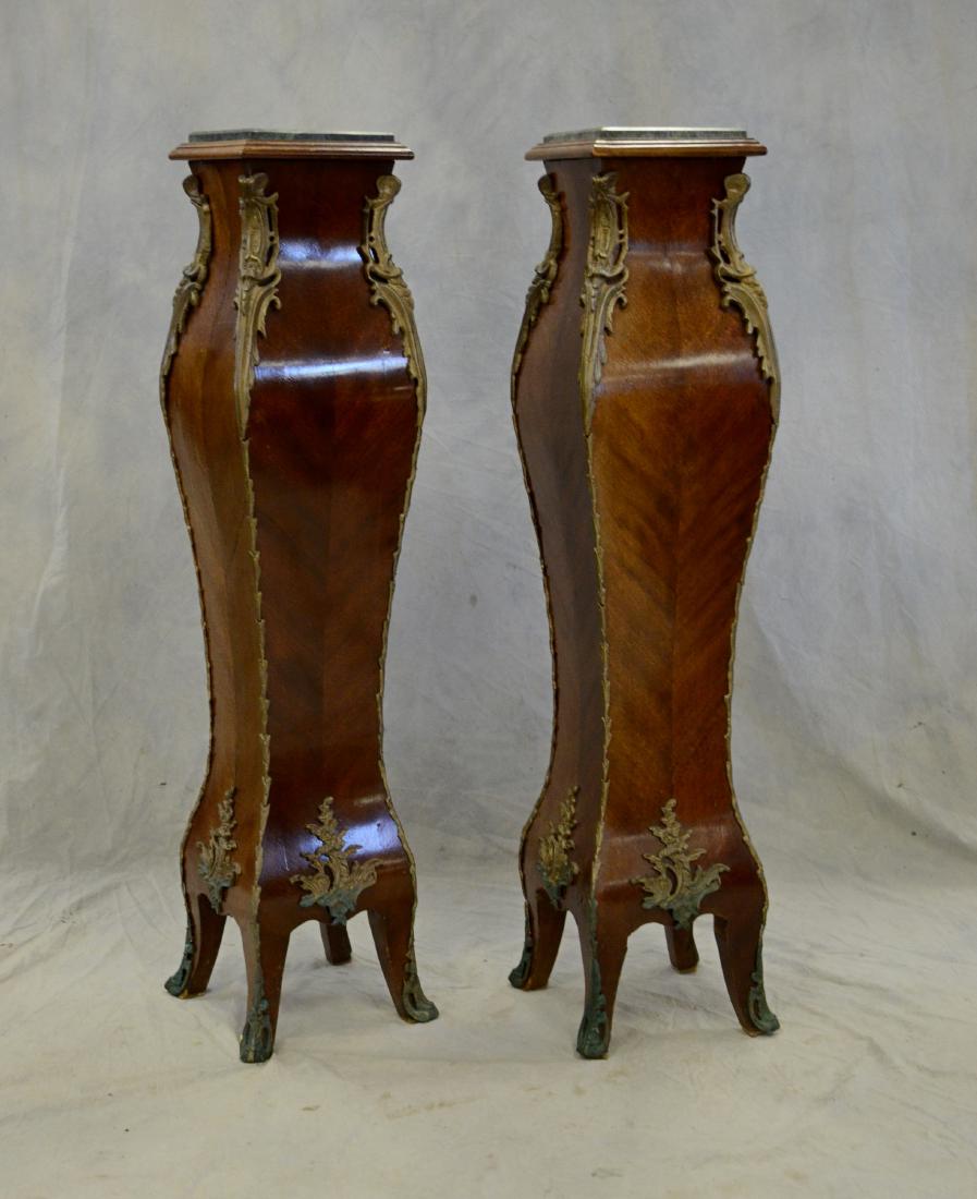 Pair French style bronze mounted marble top pedestals (1 of 3)