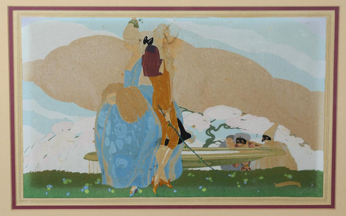 Umberto Brunelleschi, gouache illustration of couple (1 of 4)