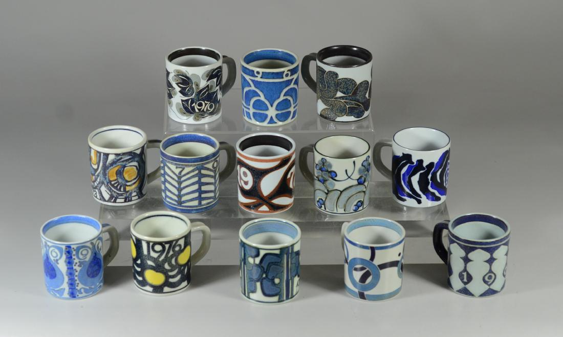 13 Royal Copenhagen faience annual mugs, 1967-1979, (1 of 4)
