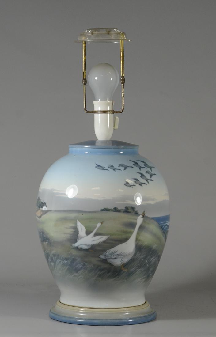 Royal Copenhagen hand painted table lamp with geese, (1 of 4)