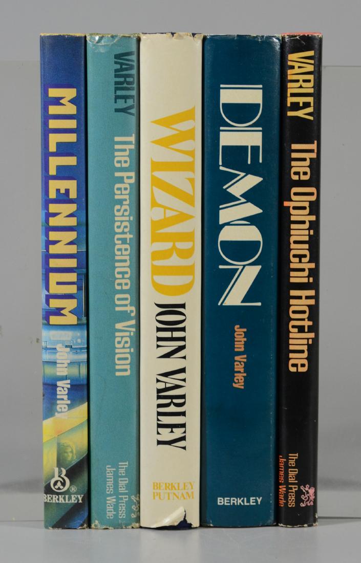 (5) John Varley science fiction novels, all BCE/BOMC: (5) John Varley science fiction novels, all BCE/BOMC of the year they were first published (1977-1984), to include: The Persistence of Vision, Millennium, Demon Wizard, The Ophiuchi Hotline