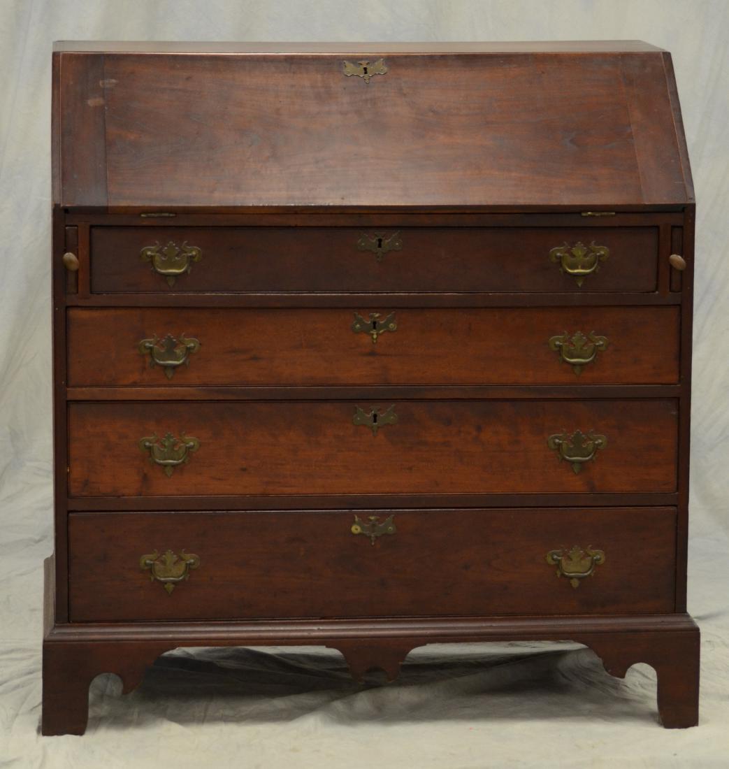 Georgian style drop front desk, block feet, brass ha (1 of 3)