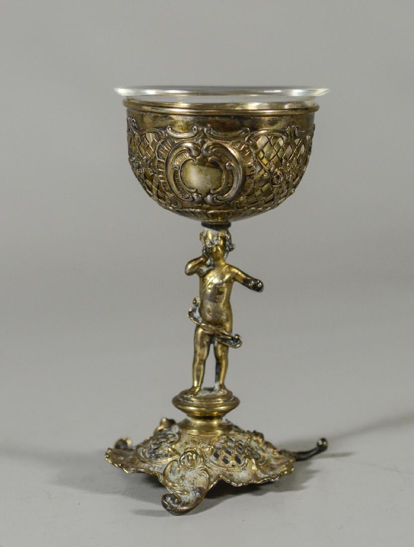 Continental silver figural cup with clear glass insert (1 of 4)