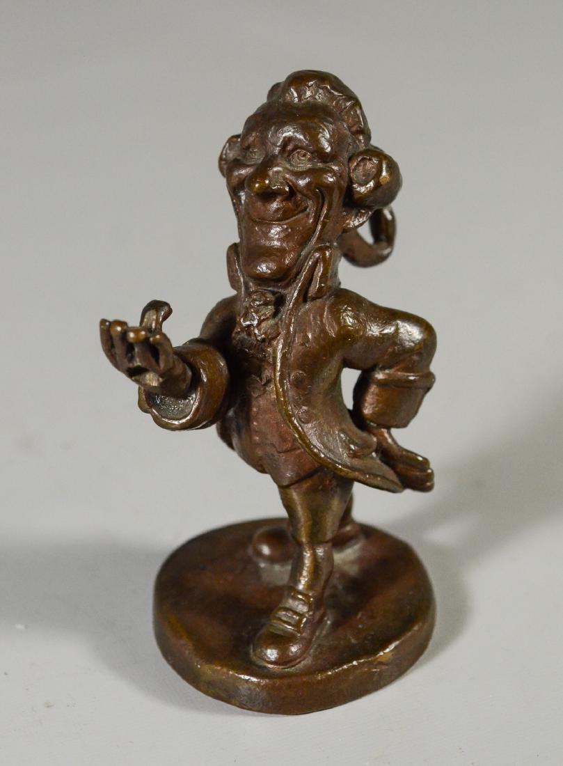 Bronze Dandy figural watch holder, 5" high, unmarked (1 of 4)