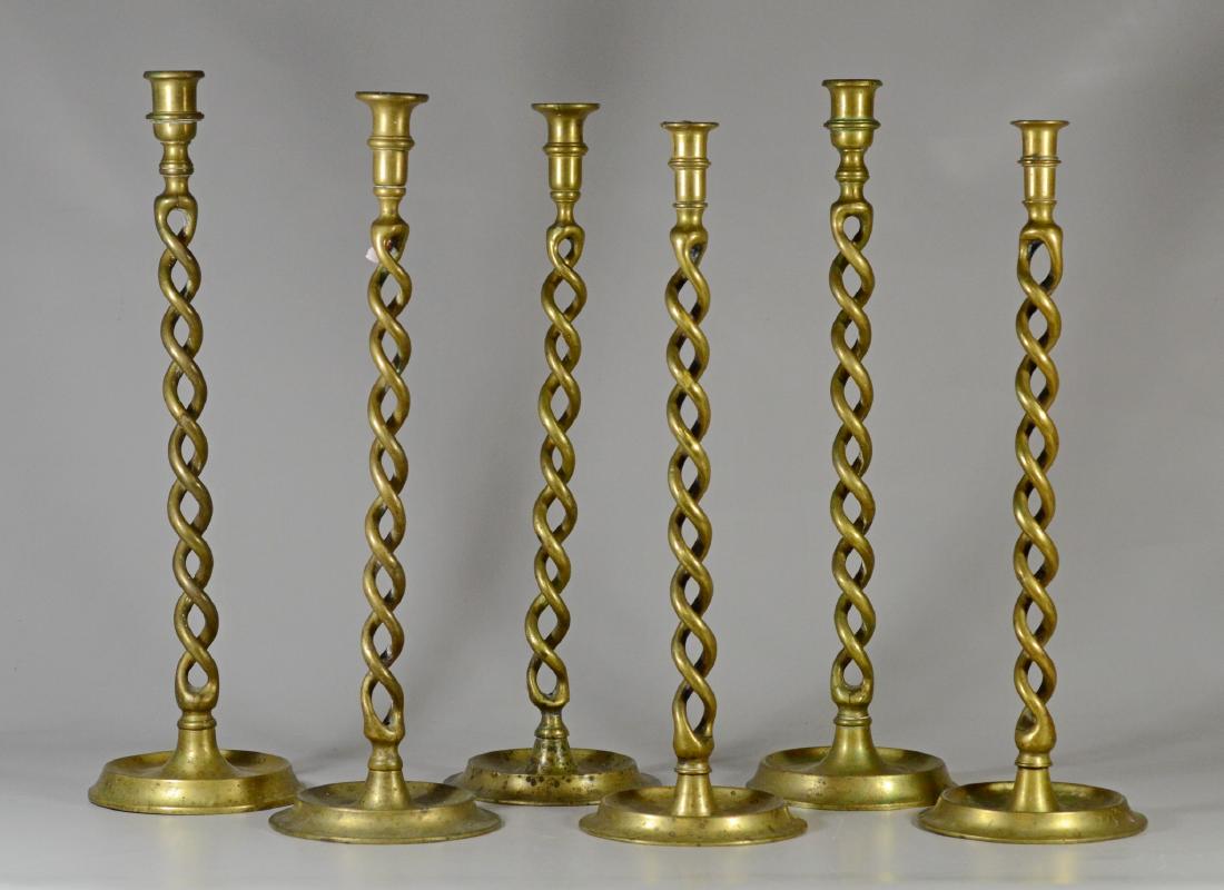 6 Tall brass barley twist candlesticks (1 of 1)