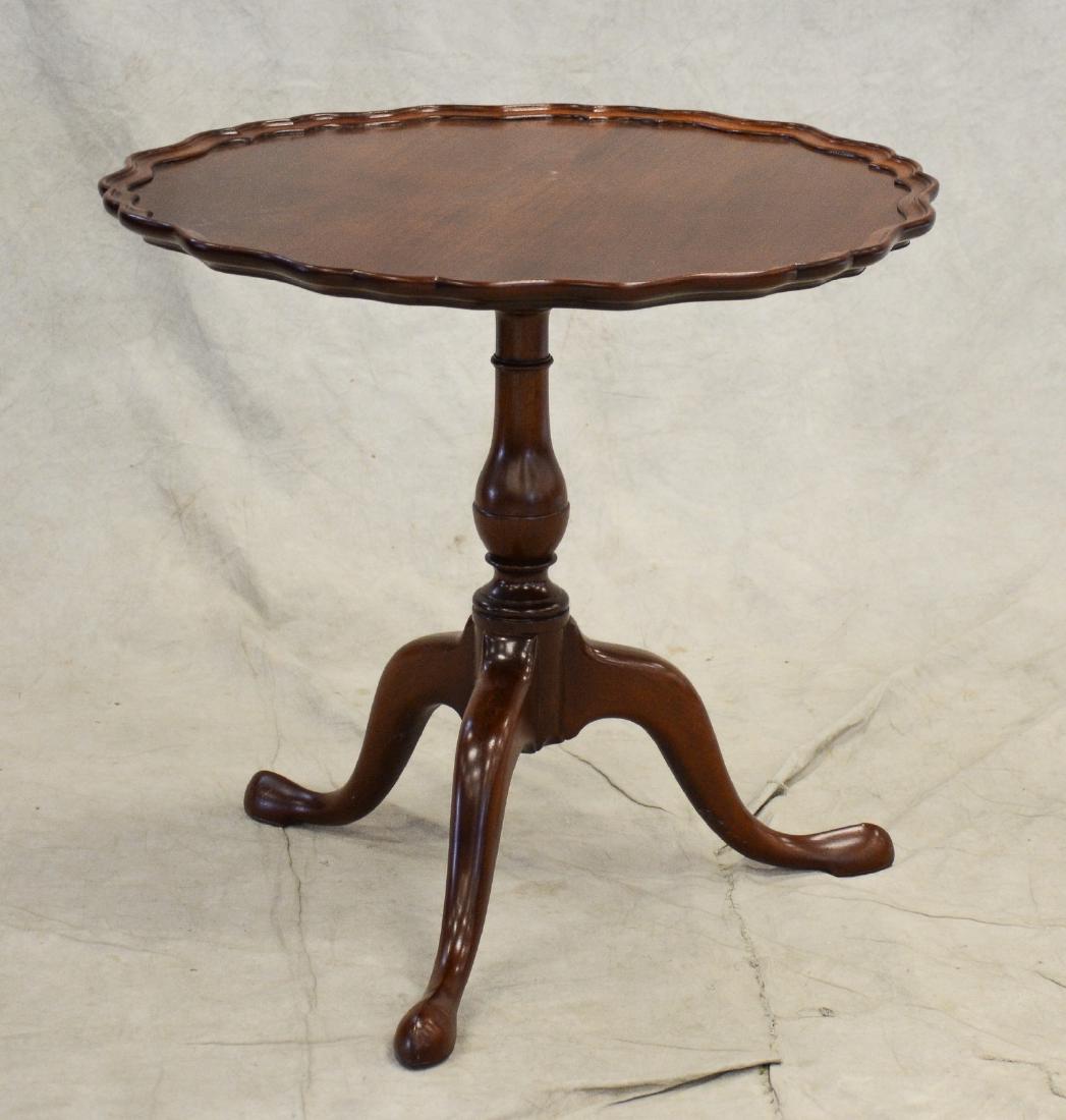 Walnut piecrust pedestal table, walnut carved frame, (1 of 2)