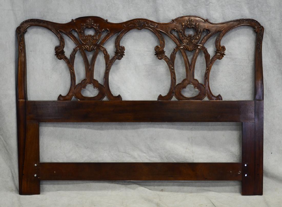French style carved mahogany headboard, carved flora (1 of 3)