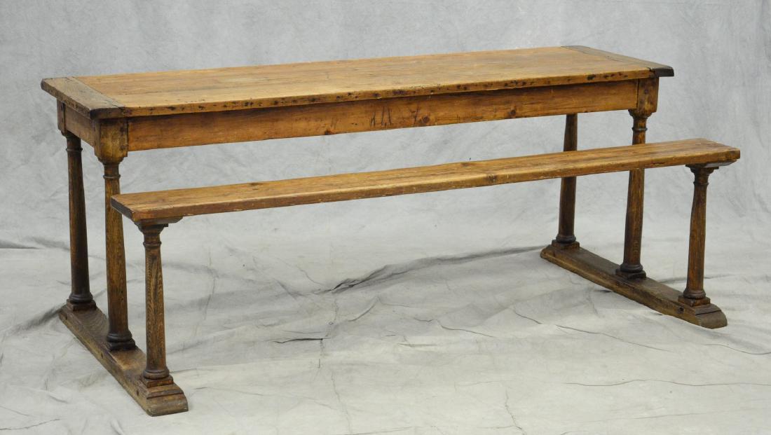 English oak & pine shoe foot school desk (1 of 8)