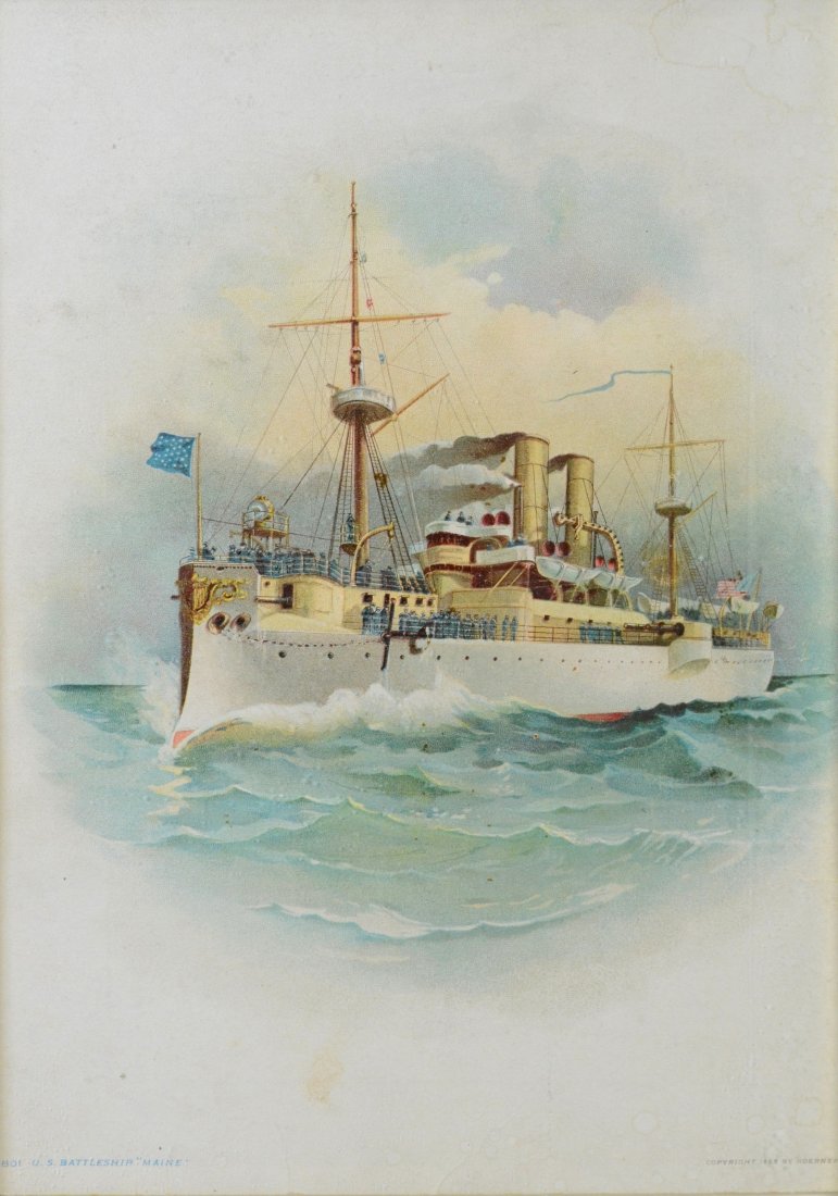 Color lithograph U.S. Battleship 'Maine', 1898 (1 of 5)