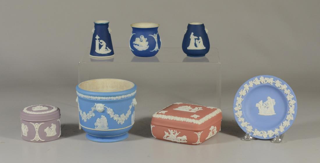 (7) piece Wedgwood, lavendar covered jar, 2 3/4" h, (1 of 5)