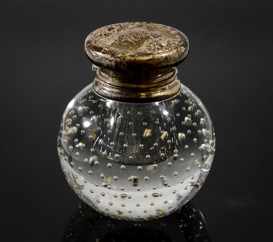 Controlled bubble crystal ink well with sterling lid (1 of 3)