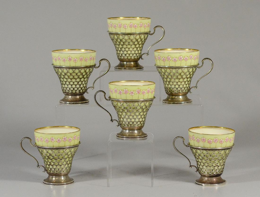 (6) Tiffany Sterling Silver Framed CAC Lenox tea cups (1 of 5)