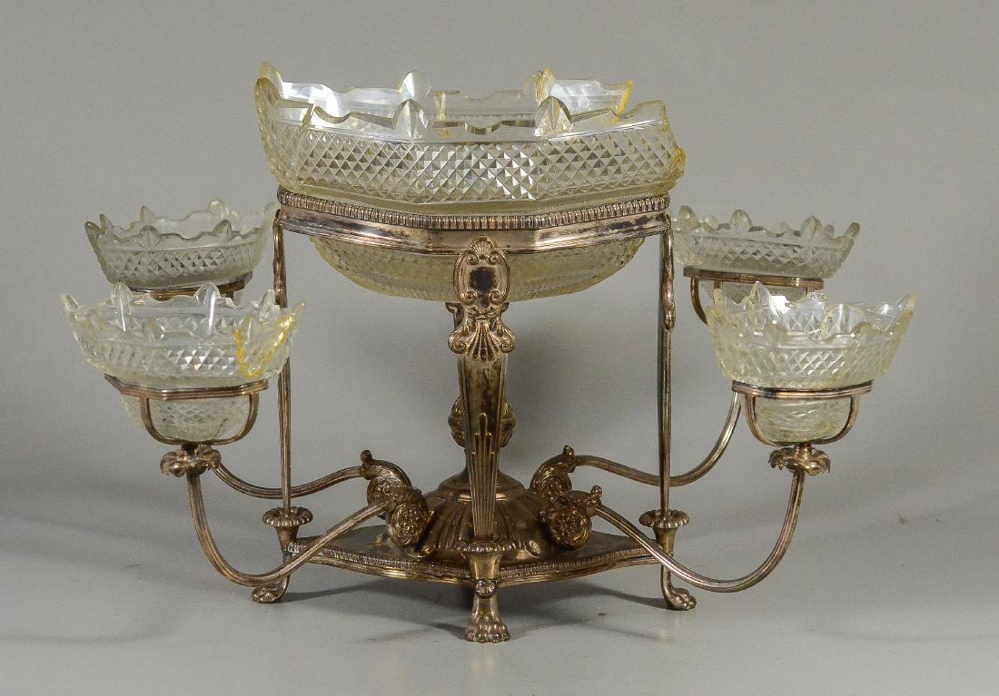 Plated silver epergne, unsigned (1 of 6)
