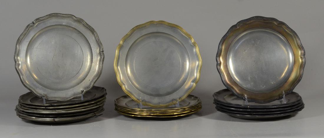 20 Round scalloped French pewter plates (1 of 4)